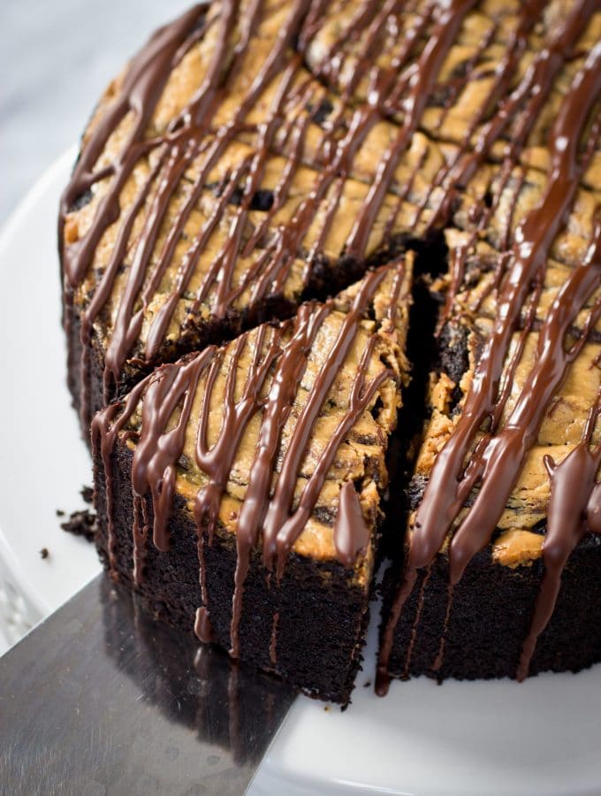 Paleo Deep Dish Dark Chocolate Cake with Almond Butter Swirl