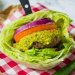 Paleo Jalapeno Burger with Guacamole and Lettuce Wrap