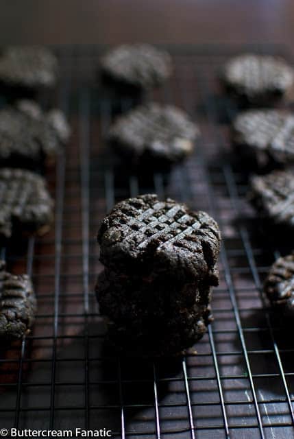 Midnight Chocolate Peanut Butter Cookies from buttercreamfanatic.com #glutenfree #grainfree #lactosefree