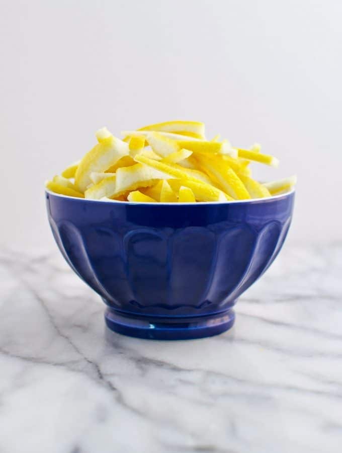 naturally-sweetened candied lemon peels (and lemon simple syrup)