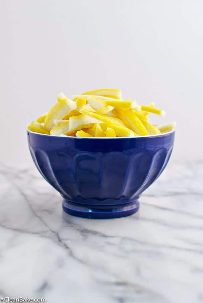 Naturally-Sweetened Candied Lemon Peel and Lemon Simple Syrup (NO refined sugar!)