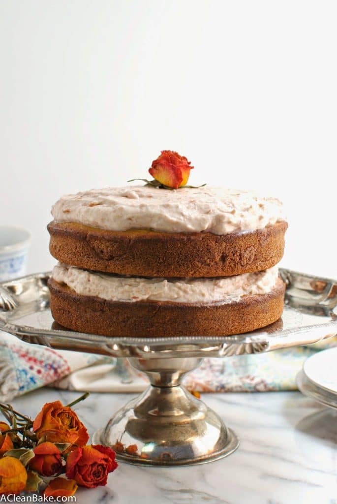 Gluten Free Vanilla Layer Cake with Cherry Rose Frosting