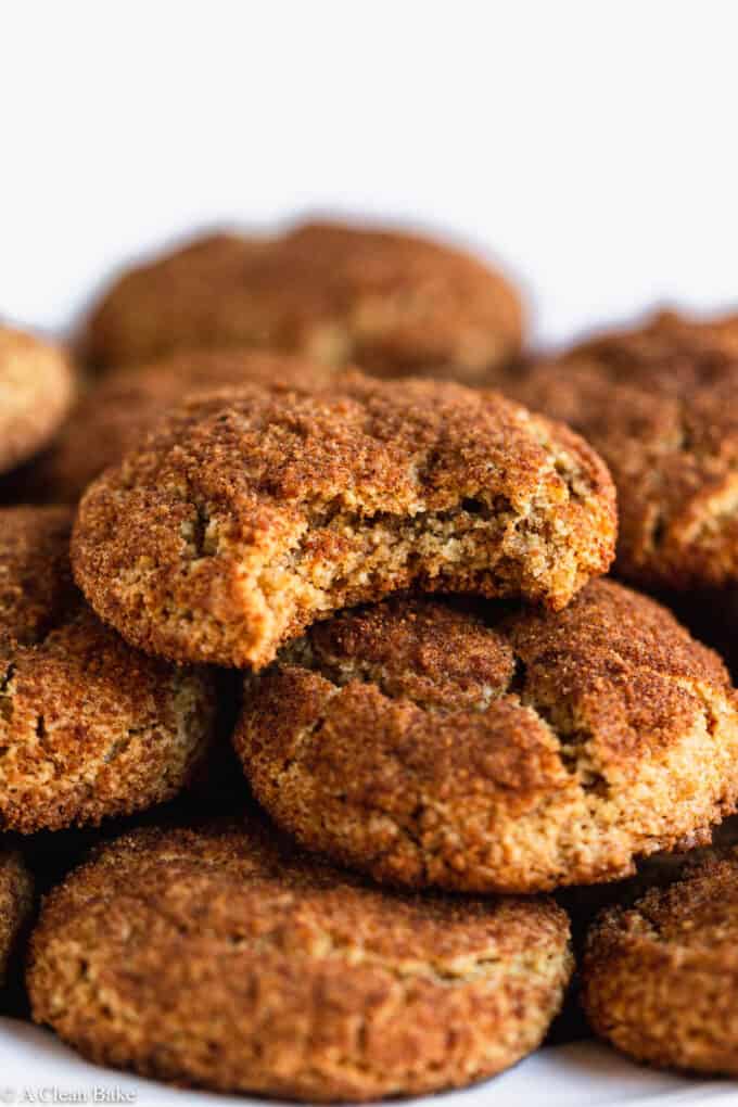 Pile of gluten free snickerdoodles on a plate