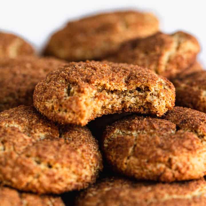 Pile of gluten free paleo snickerdoodles on a plate