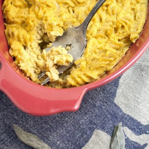 Baked Pumpkin Sage Macaroni and “Cheese”