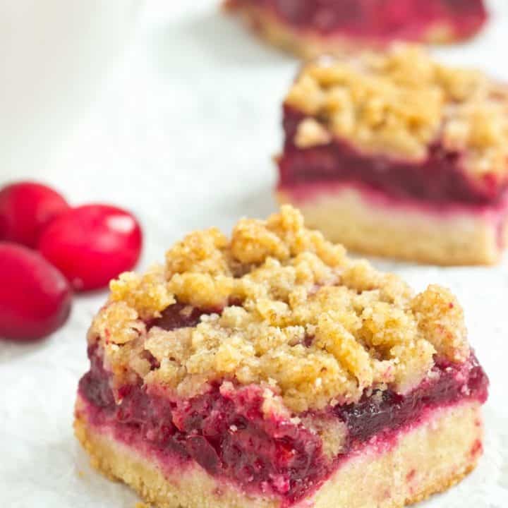 Grain Free Refined Sugar Free Cranberry Bars