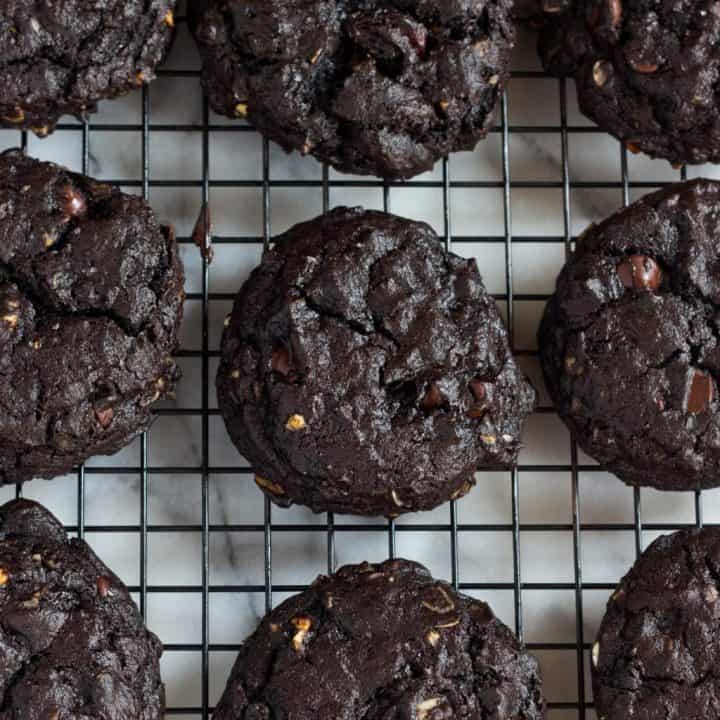 Gluten Free Double Chocolate Cherry Oatmeal Cookies