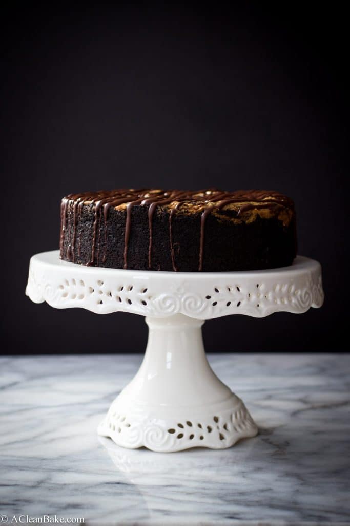 Paleo Deep Dish Dark Chocolate Cake with Almond Butter Swirl (Gluten-free, paleo)