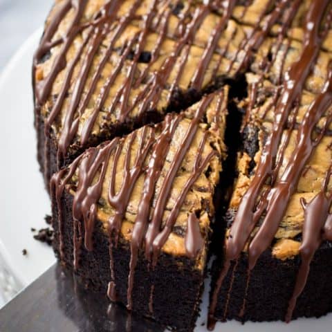 Deep Dish Dark Chocolate Cake with Almond Butter Swirl