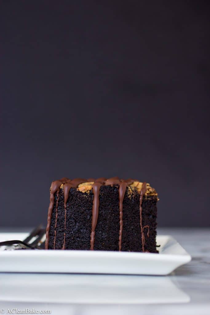 Paleo Deep Dish Dark Chocolate Cake with Almond Butter Swirl (Gluten-free, paleo)