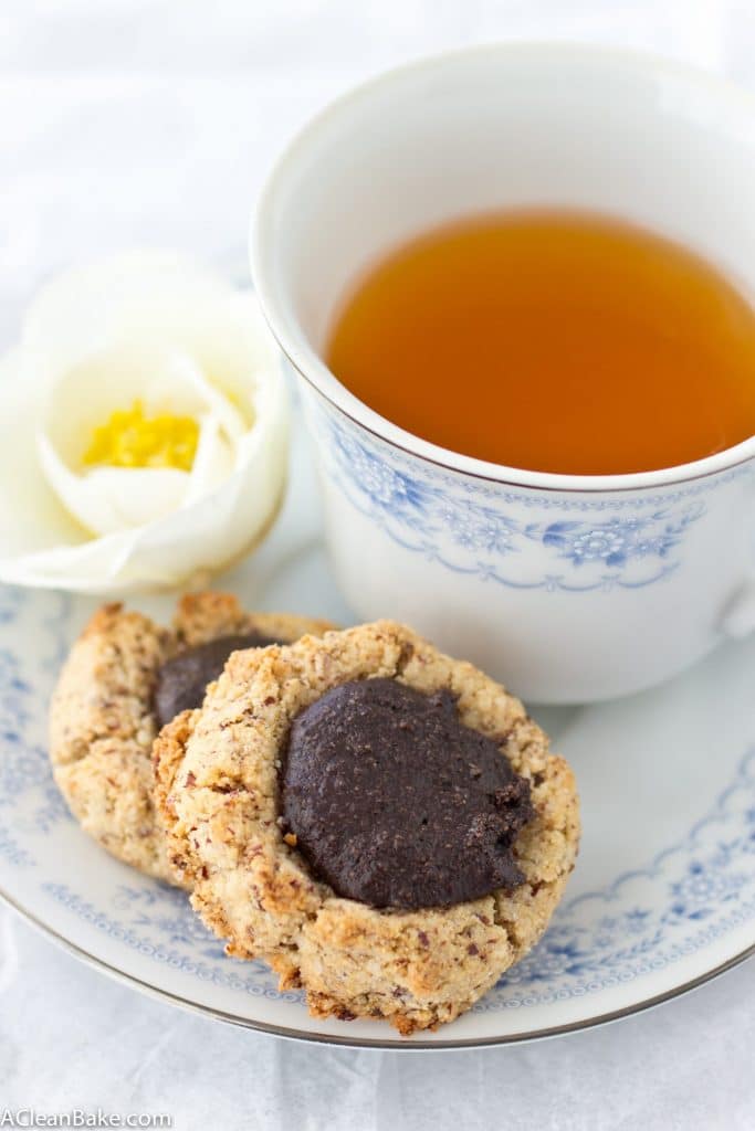 Paleo Chocolate Hazelnut Thumbprint Cookies