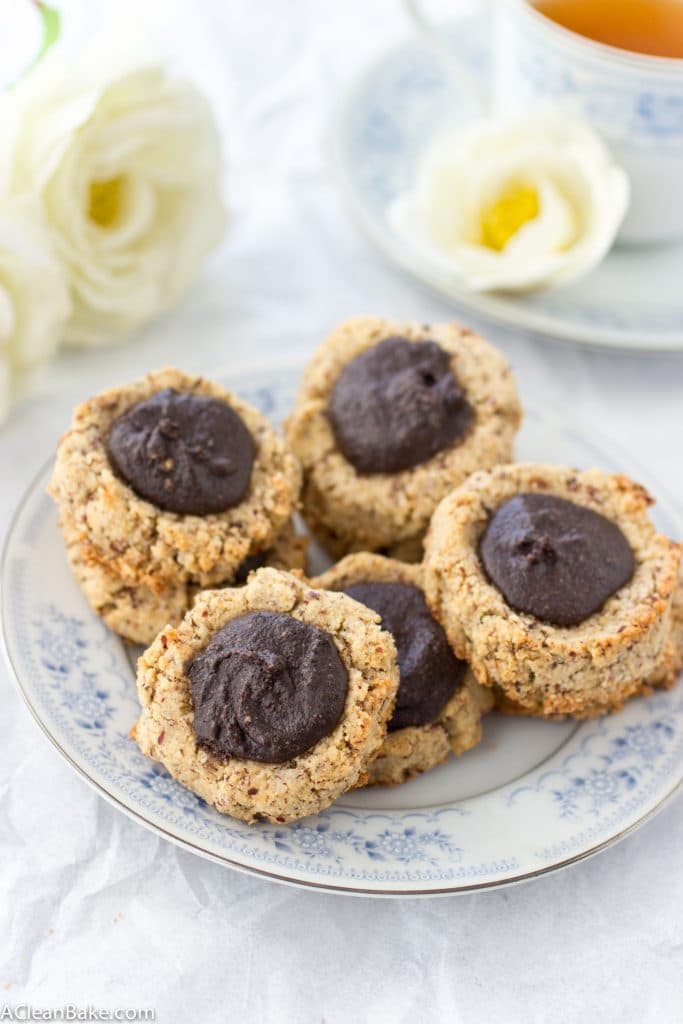 Paleo Chocolate Hazelnut Thumbprint Cookies