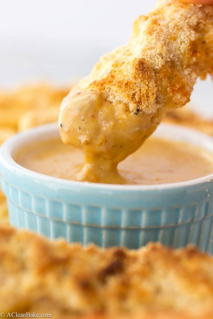 Paleo Baked Chicken Fingers with Orange Sesame Dipping Sauce