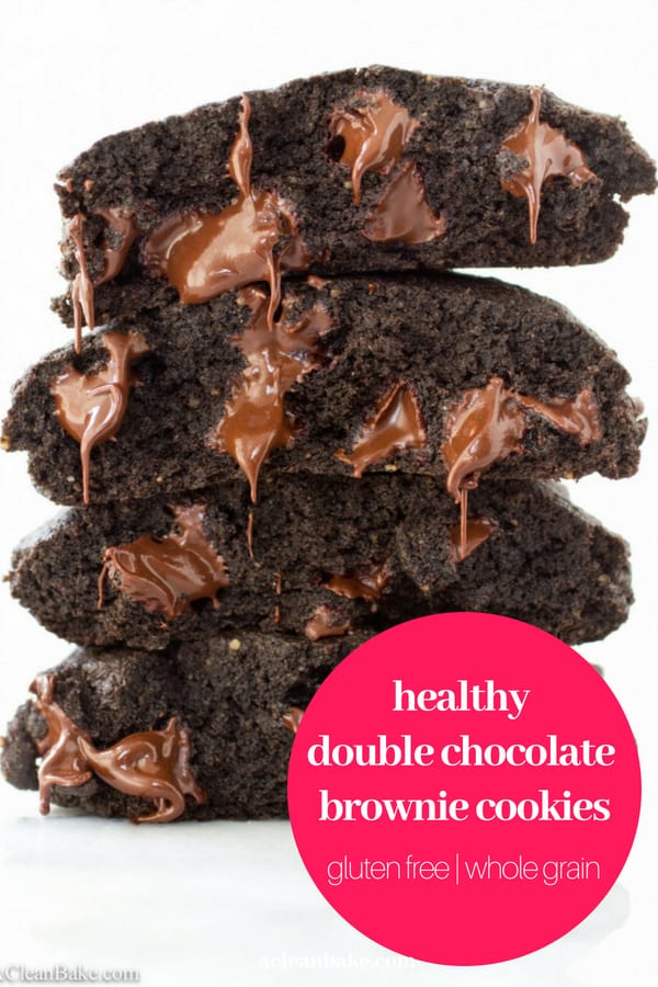 Healthy Chocolate Brownie Cookies #glutenfree #glutenfreedesserts #glutenfreedessertrecipes #wholegrainrecipes #wholegraindesserts #healthydessert #healthydessertrecipes #healthycookies #healthycookierecipes