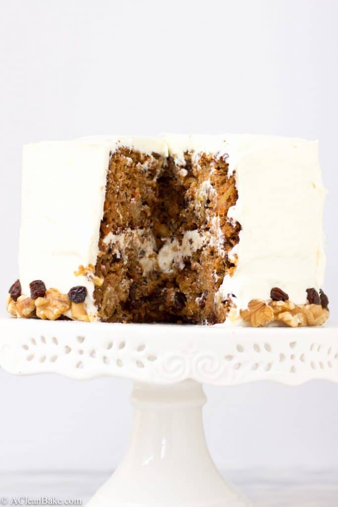 Classic grain free carrot cake that is bursting with flavor and grain-, gluten-, refined sugar-free too!