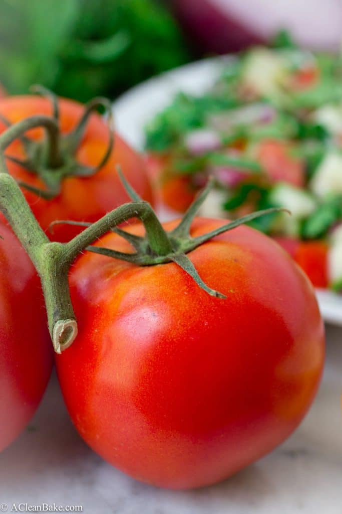 Fresh, crisp and hydrating Jerusalem Salad - you'll want to eat this every day this summer! (It's raw, vegan, gluten free and paleo, too!)