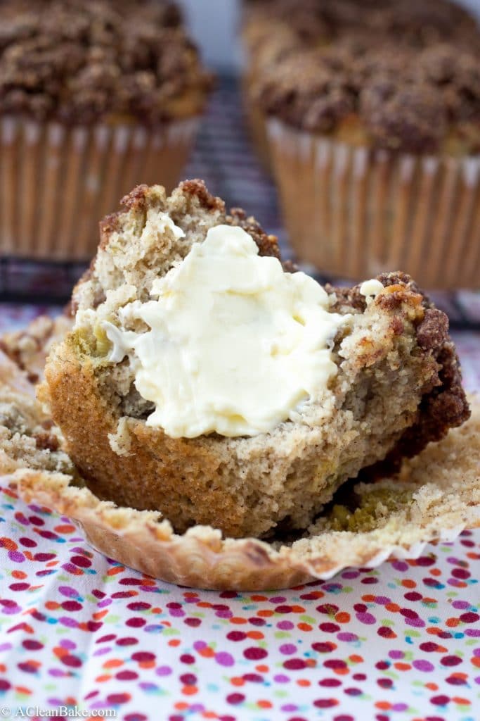 Rhubarb Coffee Cake Muffins (gluten-free, dairy-free, refined sugar-free and paleo!)