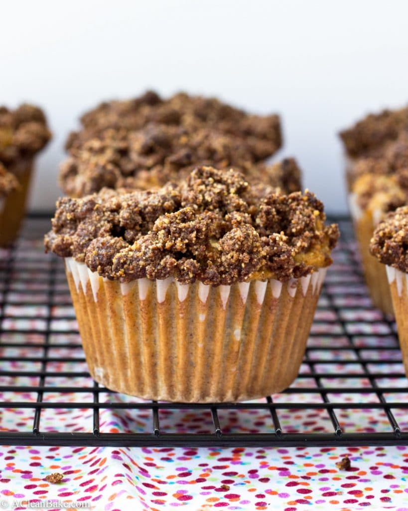 Rhubarb Coffee Cake Muffins (gluten-free, dairy-free, refined sugar-free and paleo!)