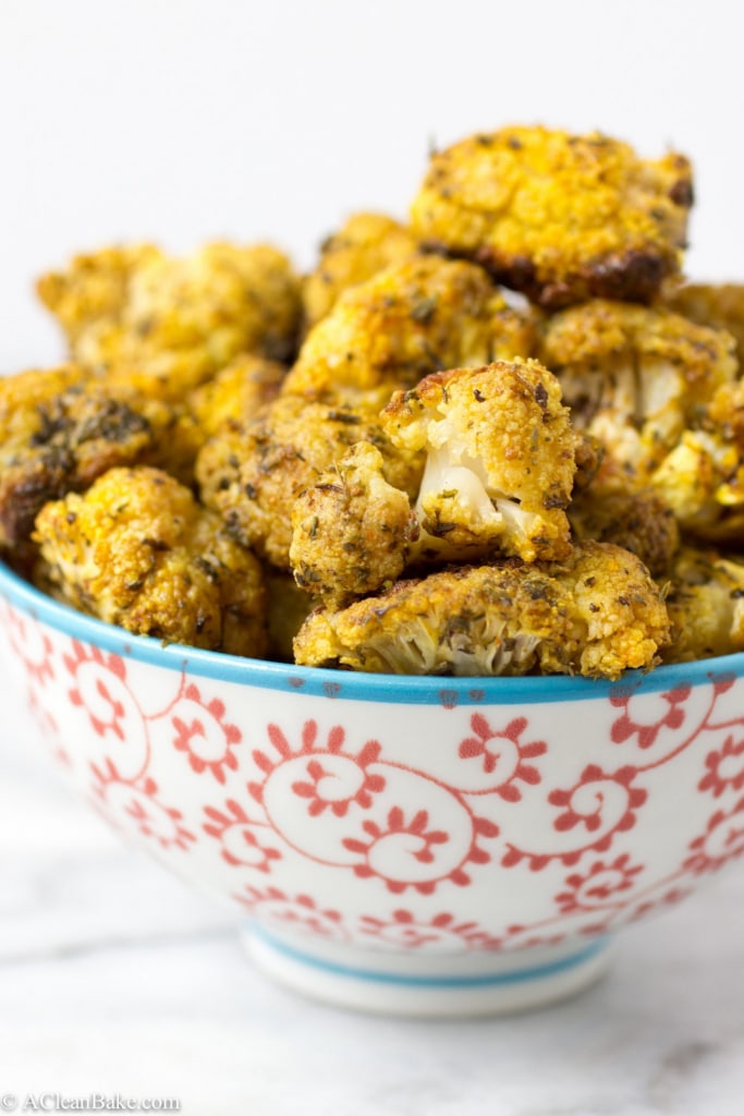 Inspired by Indian cooking, roasted cauliflower with turmeric and mint is a delicious and versatile main or side that takes just minutes to prep!