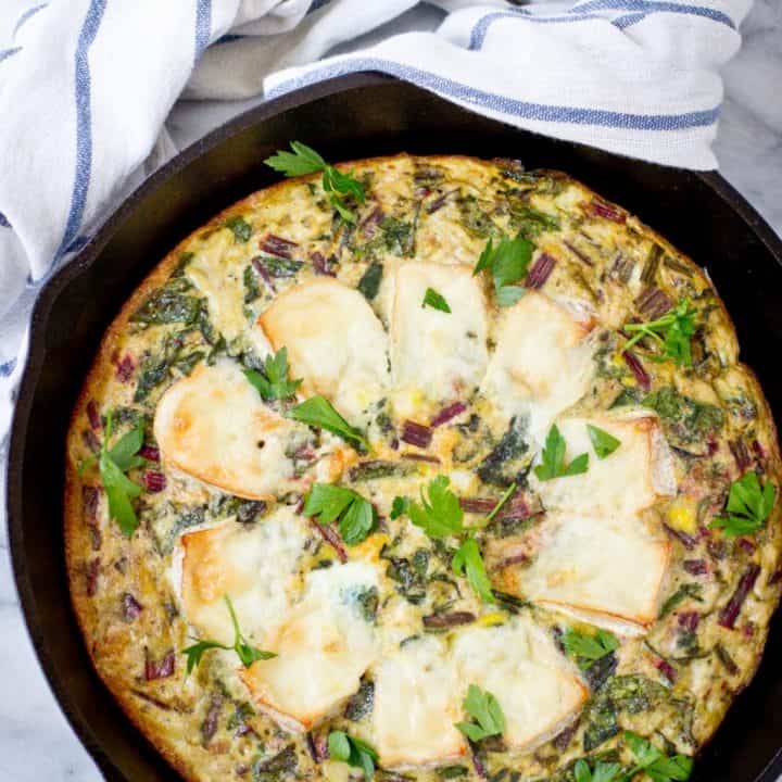 Baked Brie and Beet Greens Fritata