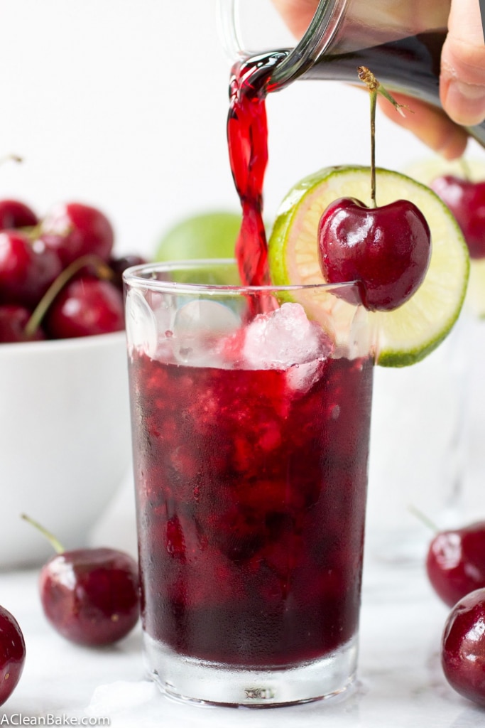 Naturally Sweetened Cherry Lime Vodka Slushie - because delicious cocktails shouldn't be full of sugar and artificial ingredients!