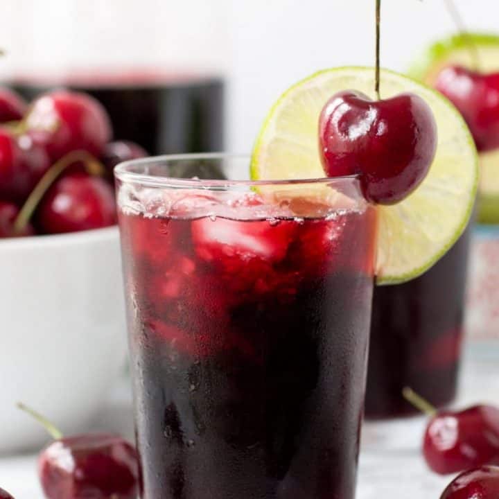 Naturally Sweetened Cherry Lime Vodka Slushie - because delicious cocktails shouldn't be full of sugar and artificial ingredients!