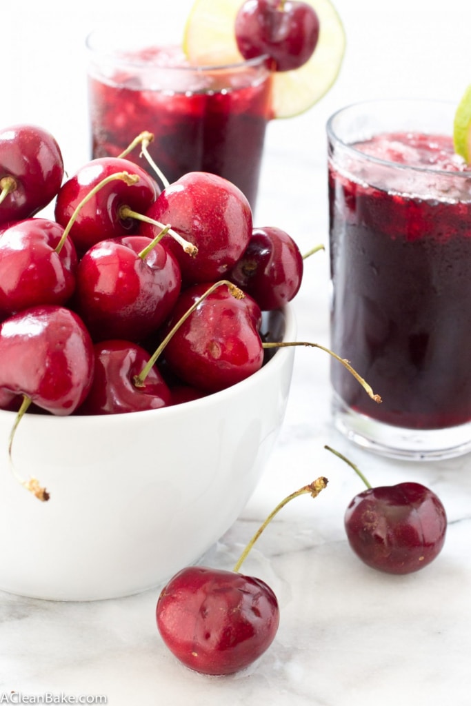 Naturally Sweetened Cherry Lime Vodka Slushie - because delicious cocktails shouldn't be full of sugar and artificial ingredients!