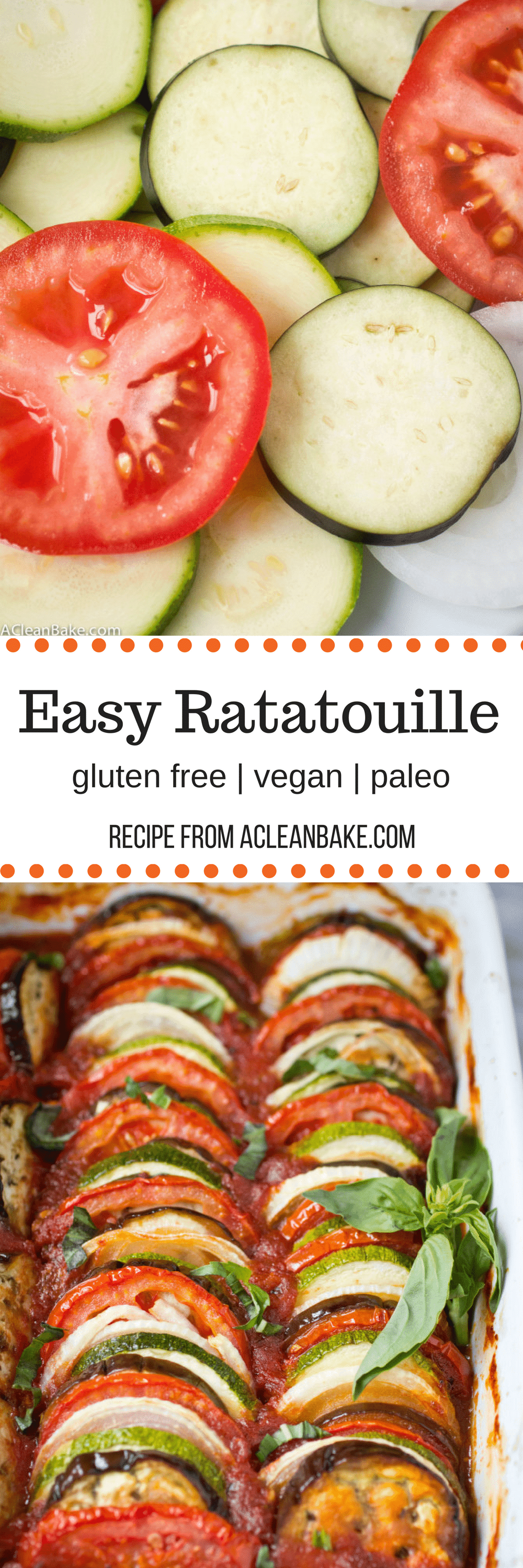 Ratatouille is an easy dinner or side dish that is so healthy and delicious! It's naturally gluten free, vegan, paleo, low carb, and Whole 30 compliant. #recipe #glutenfree #vegetables #lowcarb #diet #lowcal #lowcalorie #lowfat #recipe #vegan #dairyfree #paleo #whole30 #dinner #sidedish #onepan #tomatoes #lightenedup #healthy