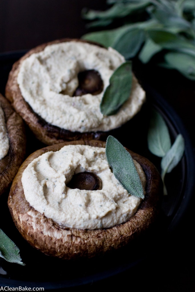 Portabello mushrooms are a great base for an easy, healthy and delicious meal. Just stuff them with sage-infused cashew ricotta and dinner is served! (gluten free, vegan and paleo)