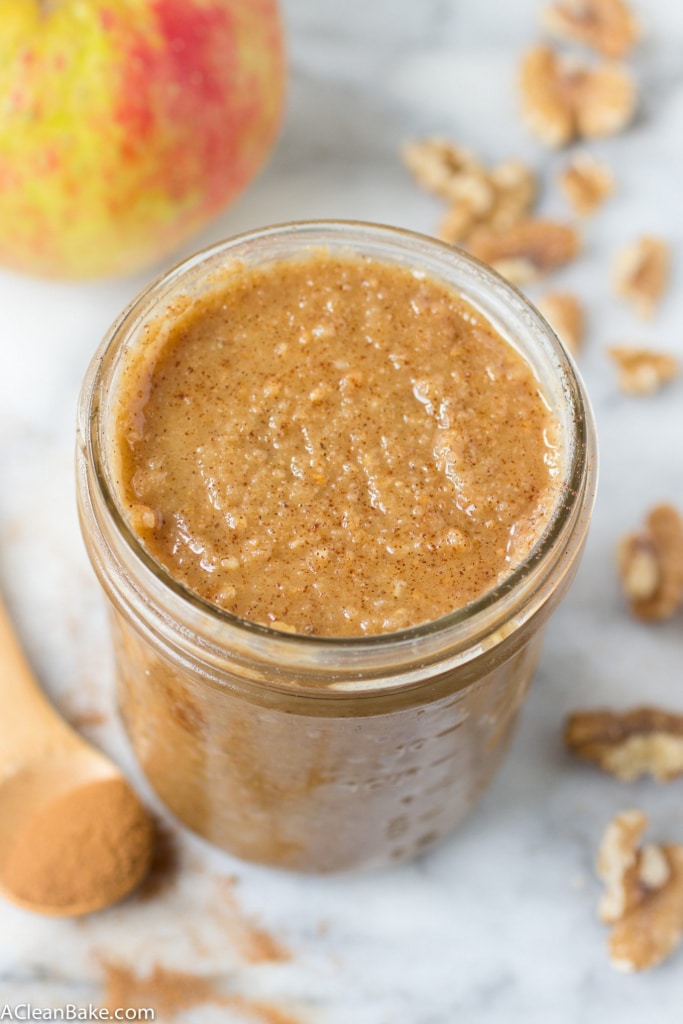 Easy Homemade Apple Cinnamon Walnut Butter. It's like a cross between apple butter and nut butter, and you can swap out walnuts for your favorite nut or seed! (gluten free, paleo, vegan and naturally sweetened)