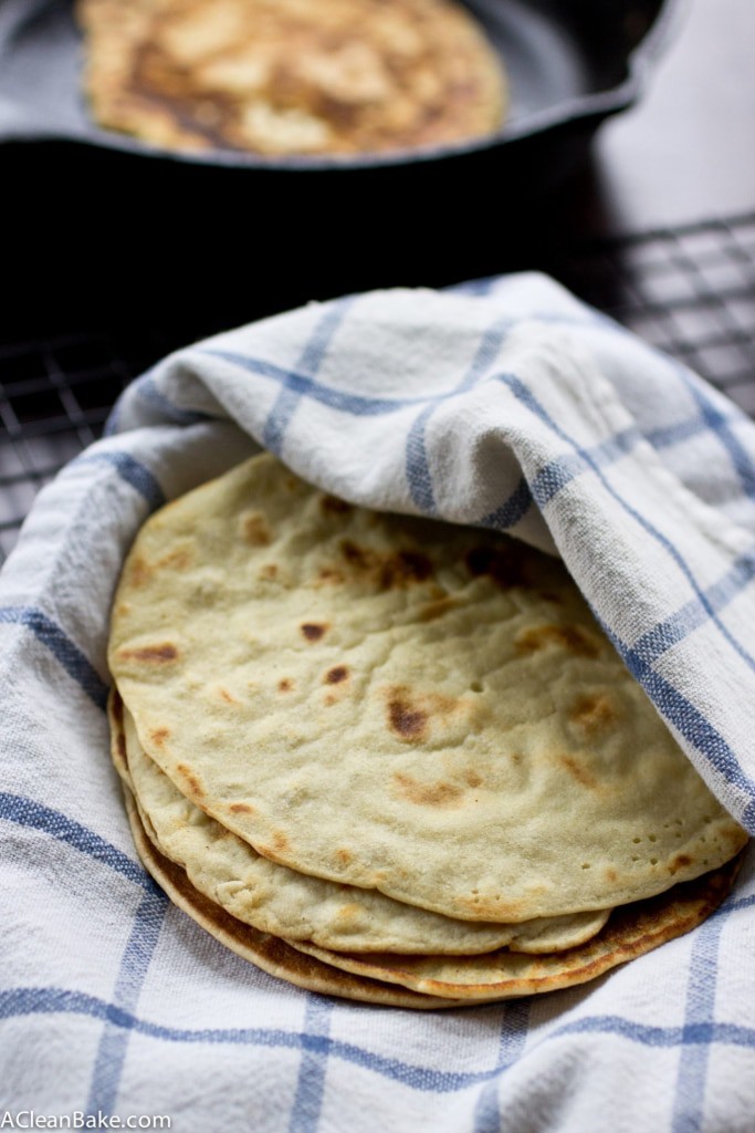 Grain free tortillas are easy to make with a few simple ingredients and a pan. Now you can have tacos again! These are nut free, gluten free, and paleo friendly, and can also be made egg free and vegan. 