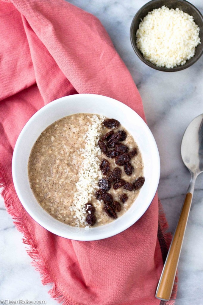 Grain free hot cereal takes 3 minutes to make and it fills you up and warms your belly just like oatmeal - but without the grains! (gluten free, grain free, paleo friendly, vegan and nut-free adaptable)