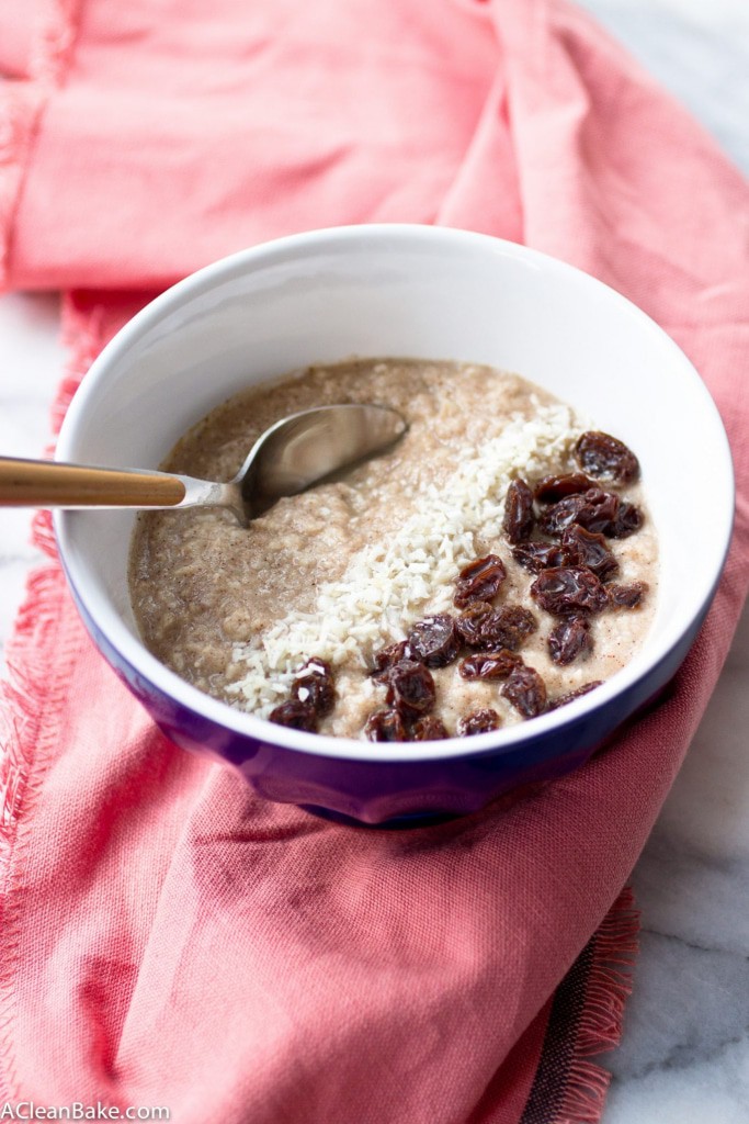 Grain free hot cereal takes 3 minutes to make and it fills you up and warms your belly just like oatmeal - but without the grains! (gluten free, grain free, paleo friendly, vegan and nut-free adaptable)