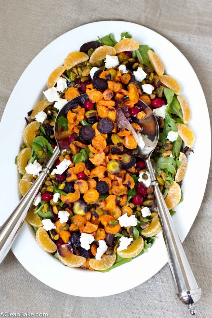 Roasted Carrot Salad with Cranberries, Pistachios and Honey Mustard Vinaigrette (gluten free, vegetarian, paleo and vegan-adaptable)