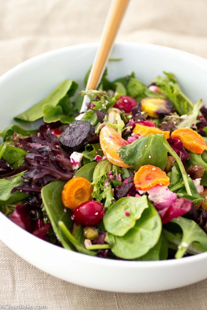 Roasted Carrot Salad with Cranberries, Pistachios and Honey Mustard Vinaigrette (gluten free, vegetarian, paleo and vegan-adaptable)