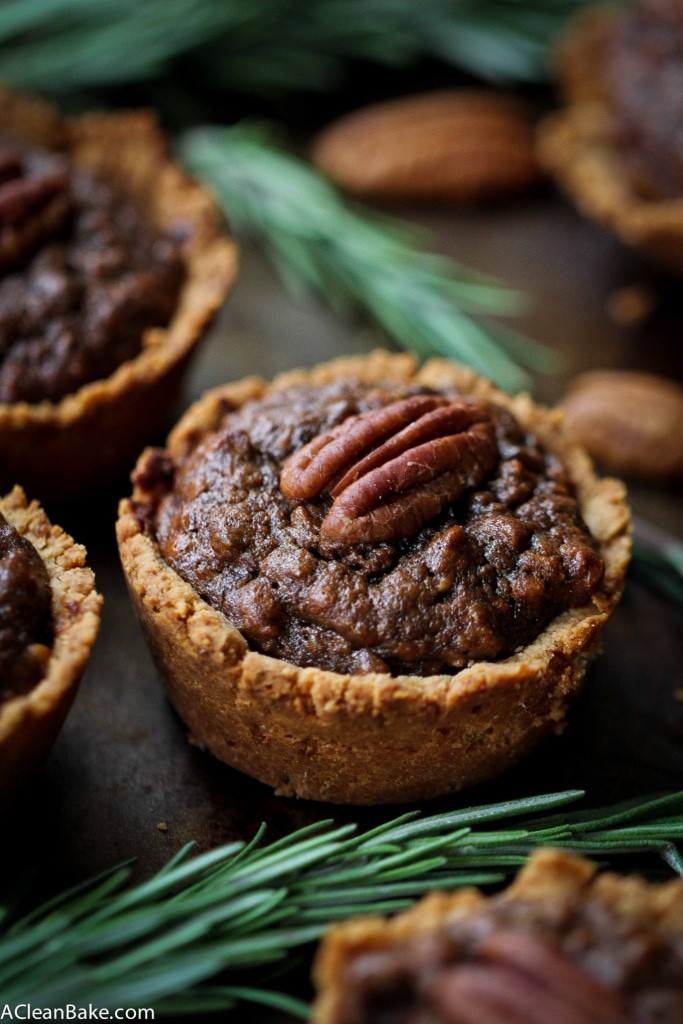 Grain free, gluten free and naturally sweetened mini pecan pies that come together after a quick spin in the food processor!