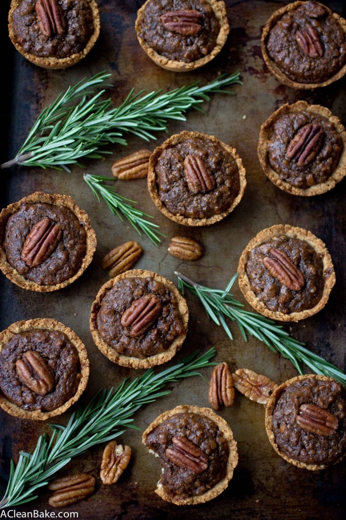 Grain free, gluten free and naturally sweetened mini pecan pies that come together after a quick spin in the food processor!