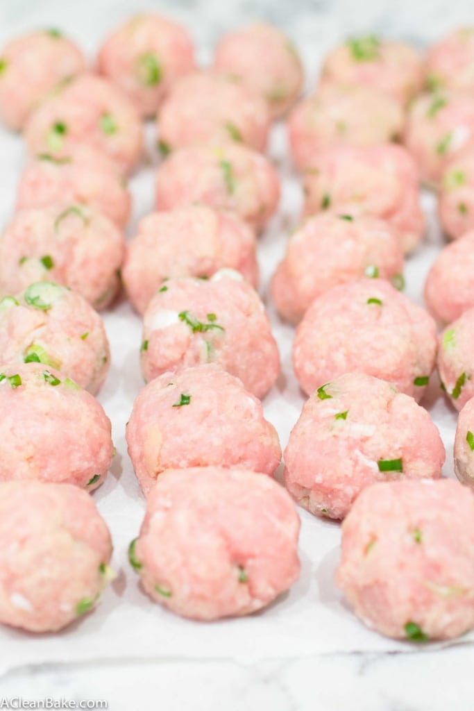 Buffalo Chicken Meatballs are a gluten free and paleo party snack that everyone will love! (Low carb, dairy free and sugar free, too)