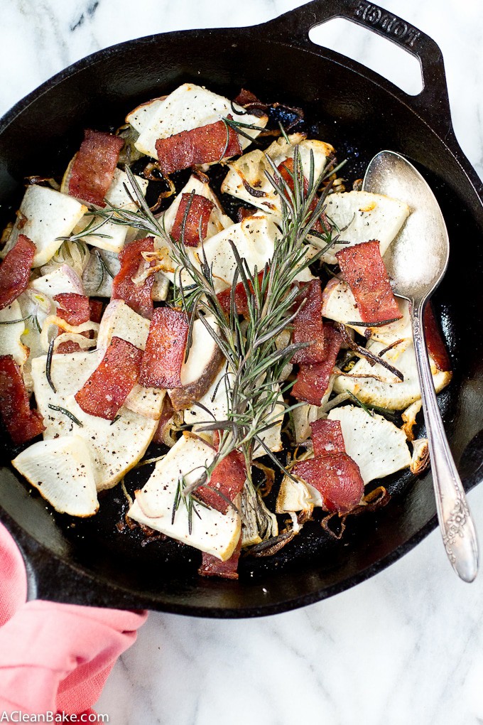 Maple Roasted Turnips with Bacon and Crispy Shallots