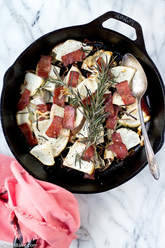 Maple Roasted Turnips with Bacon and Crispy Shallots