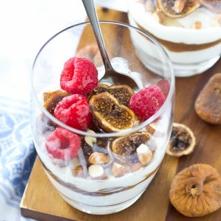 Fig and Date Breakfast Parfait - a great way to start your day, it's filling, good for you, and naturally sweetened with no refined sugar (gluten free, grain free, and paleo-friendly too)