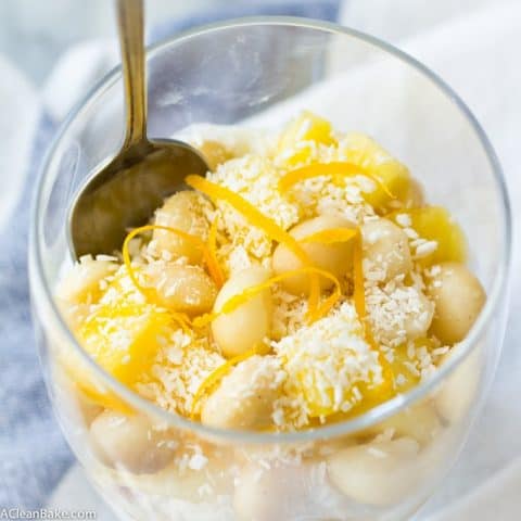 This tropical parfait is a gluten free and naturally sweetened hearty breakfast or snack that you'll love! (paleo and vegan adaptable)