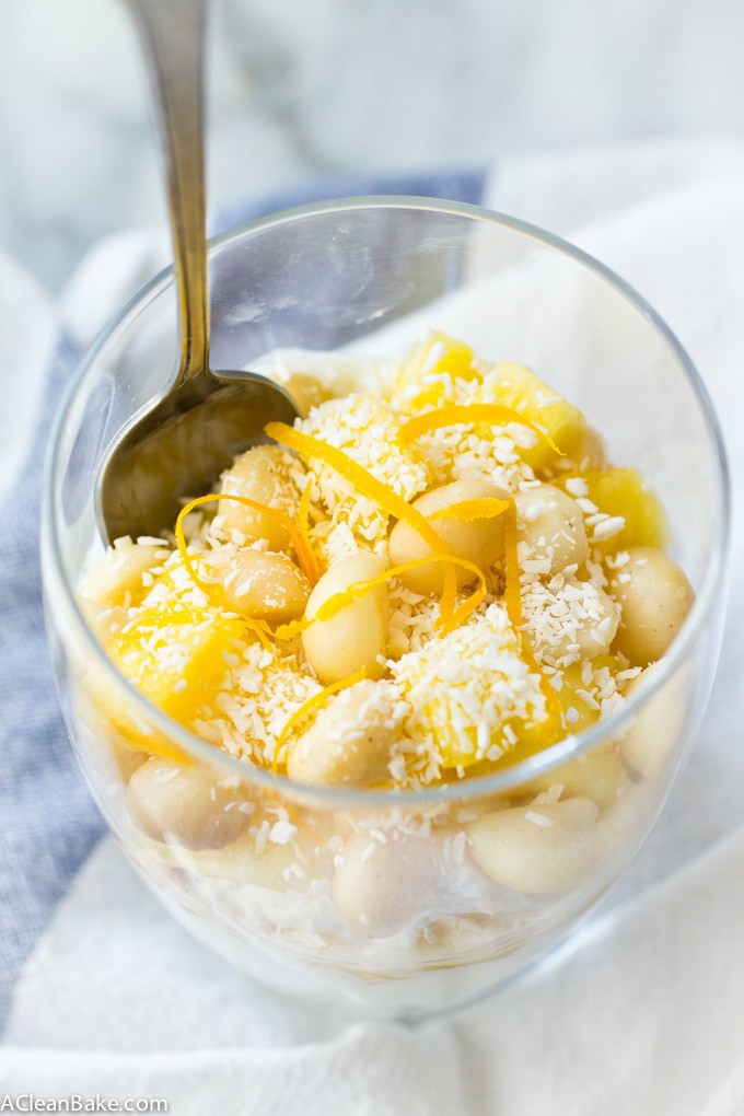 This tropical yogurt parfait is a gluten free and naturally sweetened hearty breakfast or snack that you'll love! (paleo and vegan adaptable)