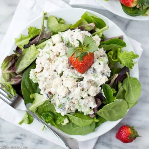 Waldorf Salad (Chicken Salad with Apples, Walnuts and Raisins) is an easy gluten free, paleo and dairy free lunch!