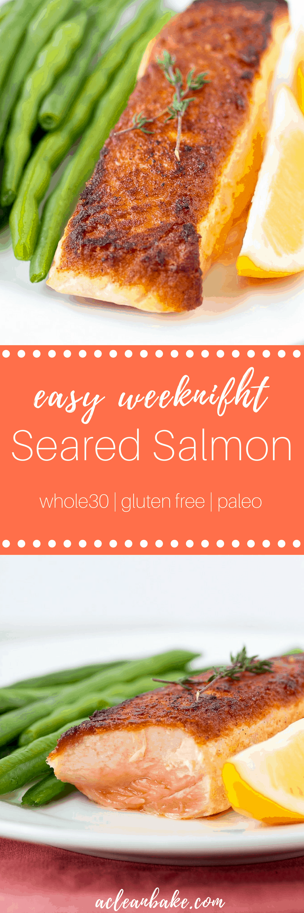 How to Pan Sear Salmon: This easy trick will put homemade seared salmon on your weeknight dinner rotation! #glutenfree #glutenfreedinner #glutenfreedinnerrecipe #paleo #paleodinner #Paleodinnerrecipe #whole30 #whole30dinner #whole30dinnerrecipe #lowcarb #lowcarbdinner #glutenfreedinner #paleodinner #healthy #easydinner #simpledinner