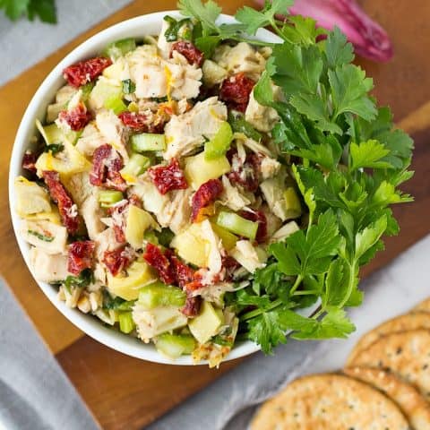 Easy Mediterranean Tuna Salad made from simple pantry and fridge ingredients! (guten free, grain free, paleo friendly, low carb, high protein)
