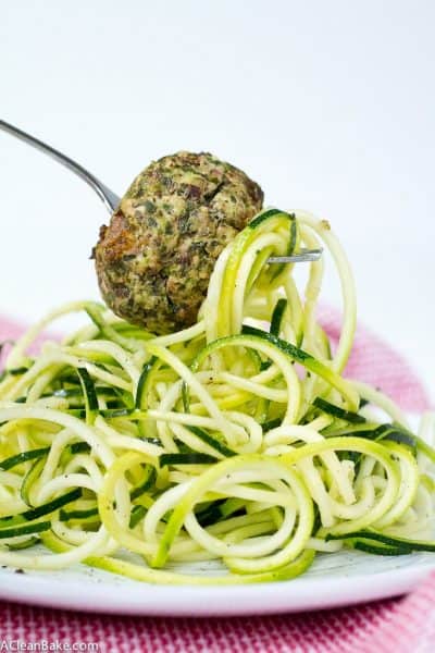 These fat, moist meatballs pack a huge serving of veggies in every bite! (gluten free, grain free, paleo and Whole30 compliant)