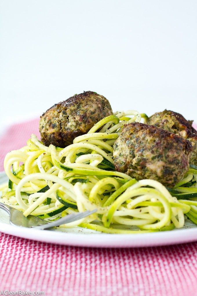 These fat, moist meatballs pack a huge serving of veggies in every bite! (gluten free, grain free, paleo and Whole30 compliant)