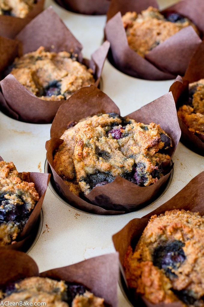 Paleo Banana Blueberry Muffins (gluten free, grain free, dairy free) 