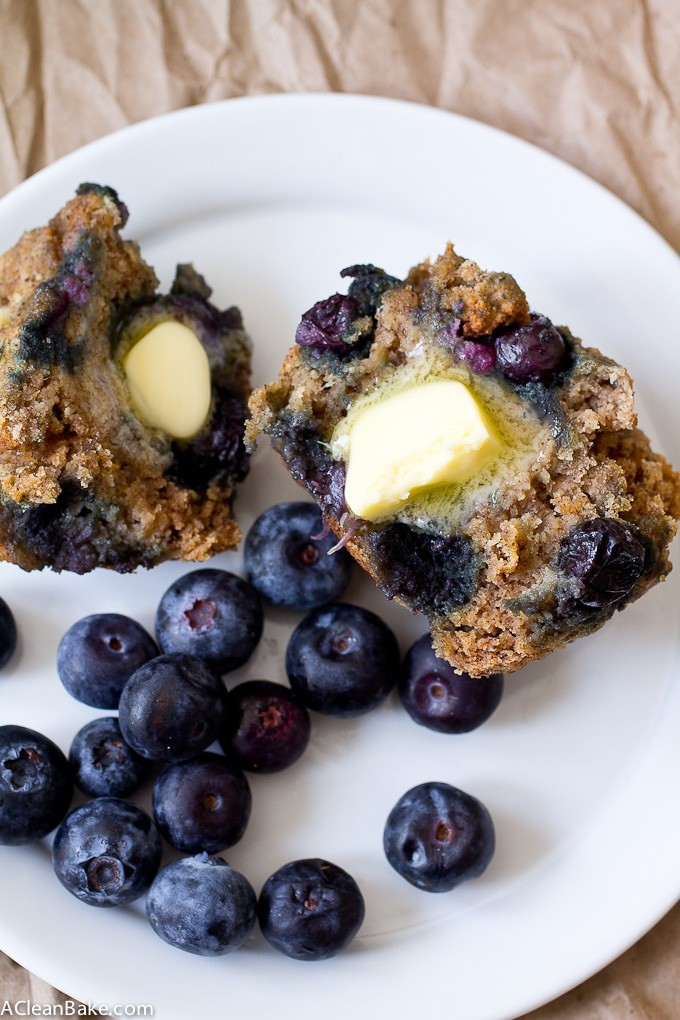 Paleo Banana Blueberry Muffins (gluten free, grain free, dairy free) 